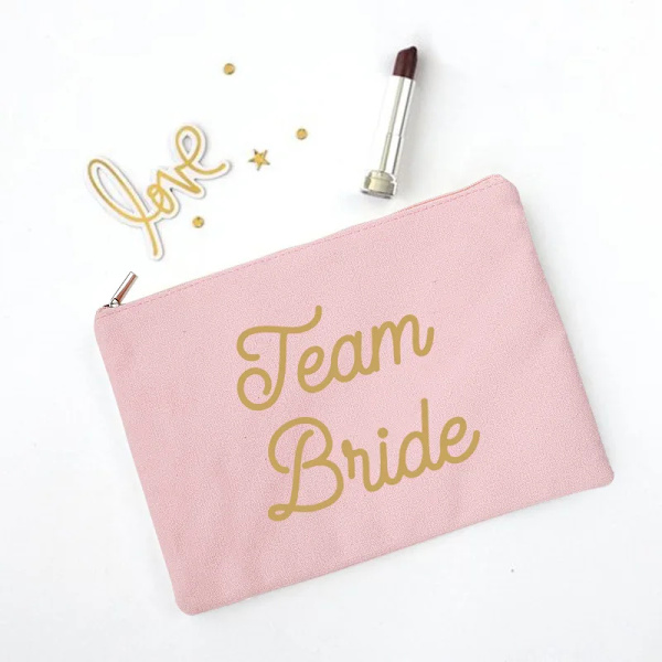 Team Bride Sminkväska Bachelorette Party Kosmetiska väskor Brudtärna Toalettartiklar Organizer Kvinnlig Förvaring Case Bröllopspresenter W01004-TBPK-D