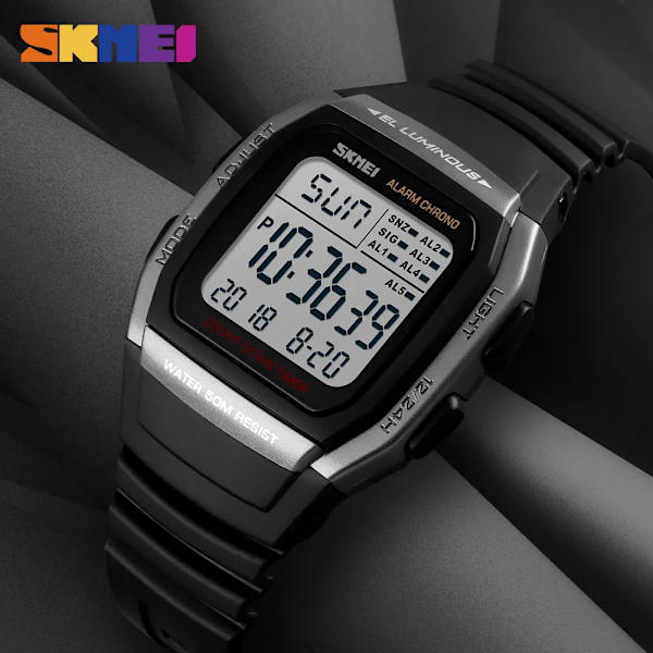 SKMEI Digital Dual Time Sport Herrklockor Chrono Countdown Herr Armbandsur Casual Outdoor Man Clock Luminous montre homme 1278 Titanium with box
