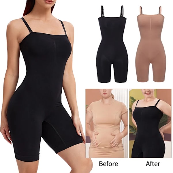 Kvinnor Body Shapewear Helkroppsformare Magkontroll Bantning Slida Butt Lifter Push Up Lår Smalare Magformare Korsett Beige M
