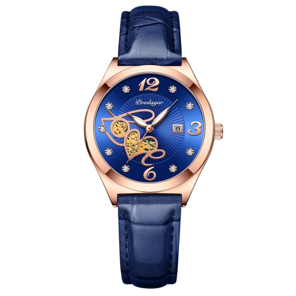 POEDAGAR Mode Quartz Watch Damklocka Lyx Elegant Casual klocka Vattentät Lysande Date Läder Kvinnor Watch Montre Femme present Blue