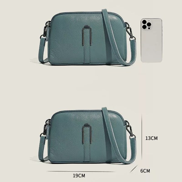 Äkta läderväska Lyxiga handväskor för kvinnor Kvinnor Kvinnliga telefonväskor Axelväska Crossbody Messenger Pack Blue 19cm6cm13cm