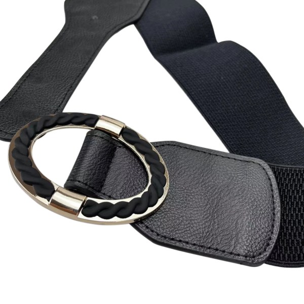 Dam elastisk bred stretchig midja Cinch-bälte midjeband för klänningar Tröja byxor och jacka Cai Hong-Red 85cm to 105cm