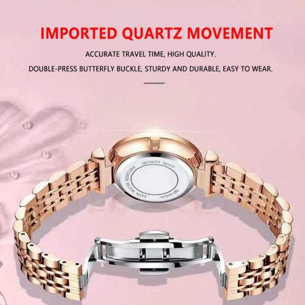 POEDAGAR Watch Kvinnor Nytt Mode Lyx Armbandsur Armband i rostfritt stål Enkelt Rose Guld Vattentät Lysande Damklockor 3011 Rose Gold M