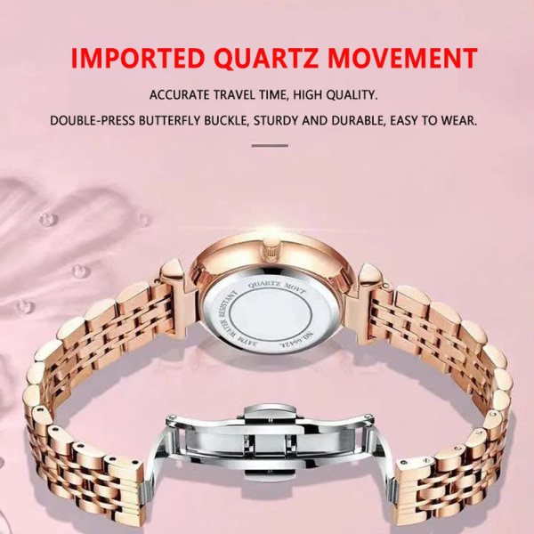 POEDAGAR Watch Kvinnor Nytt Mode Lyx Armbandsur Armband i rostfritt stål Enkelt Rose Guld Vattentät Lysande Damklockor 3011 Rose Gold S