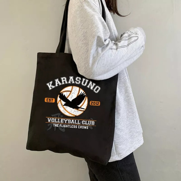 Mode Anime Haikyuu Shopping Bag Eco Manga Tote Harajuku Shopper Bag Dam Canvas Axelväska Stor kapacitet Stor kapacitet white11326 (30cmMax Length50cm)