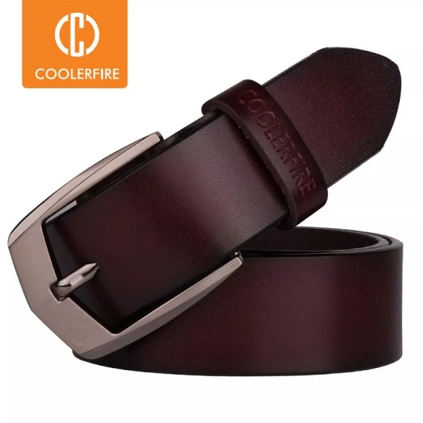 Coolerfire män högkvalitativt bälte i äkta läder lyxiga designerbälten män kosnmode Strap hane Jeans för män cowboy HQ043 BLACK 125cm