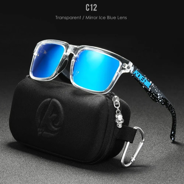 2022 nya KDEAM Ken Block polariserade solglasögon män fyrkantiga solglasögon reflekterande beläggning Spegellins UV400 märke med case C12 With B2 Case
