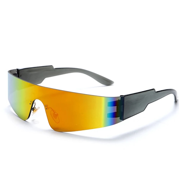 Kardashan Flat Top Shield Mode Punk Solglasögon Dam Y2K Solglasögon Män Spegel One Piece Glasögon 2000S 90S Estetiska glasögon C4-orange film look picture