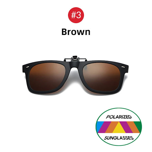 VIVIBEE Flip Up Clip on Solglasögon för män Körning Solglasögon Lättfiske Kvinna Anti-UVA UVB polariserad nattseende lins 3 Brown without case