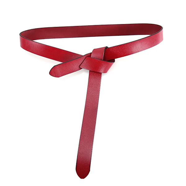 Ny design ko äkta läder jeans knutna bälten för klänning Tunn dam bälte VARMT Inget spänne Joker Lady Knot Strap Mjuk kappa Party Red 110cm