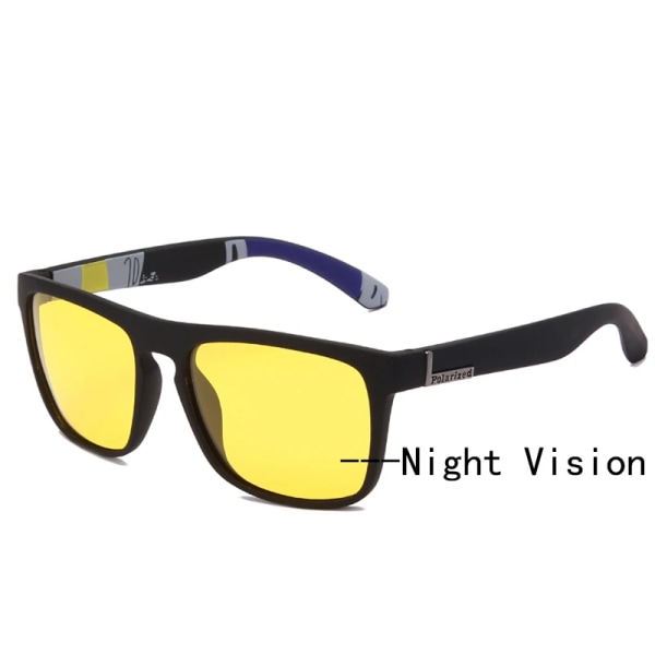 WarBLade New Square Polarized Solglasögon Män Night Vision Glasögon Gul lins Anti-reflex Solglasögon UV400 Glasögon blue gray