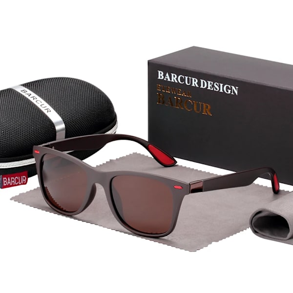 BARCUR Trending TR90 Polarized Solglasögon Dam Fyrkantiga glasögon Herr Solglasögon Vintage Unisex Goggle Man UV400 Oculos de sol Brown BARCUR