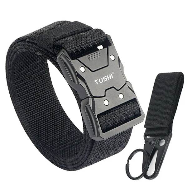 VATLTY 2022 Snabbtorkande taktiskt bälte män Hårdlegering Snabbspänne 1200D Mjuk nylon Army Bälte Hane Militär utrustning Black set(.1105) 125cm(adjustable)(.1105)