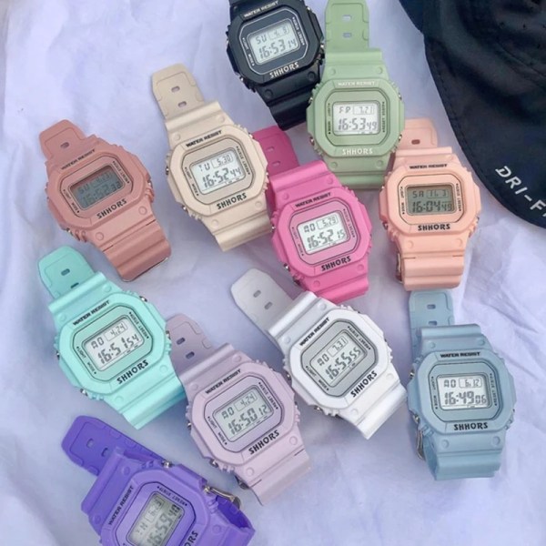 Mode Transparent Digital Luminous Watch Square Kvinnor Klockor Sport Elektronisk Armbandsur Watch Mujer Clock Green
