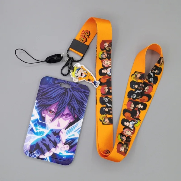 1 Set Anime Kortfodral Kort Nyckel Lanyard Cosplay Badge ID-kort Hållare Halsband Nyckelringar Uchiha Sasuke NO-I