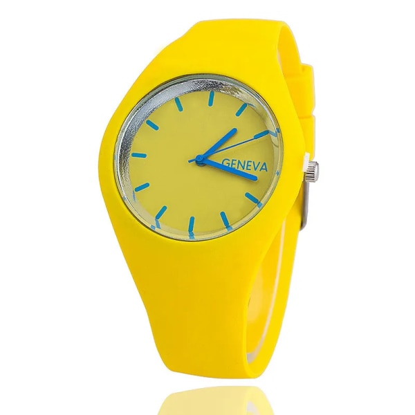 Mode Jelly Watch Kvinnor Casual Genève Sport Klockor reloj mujer Quartz Armbandsur Herrklocka watch hombre Yellow