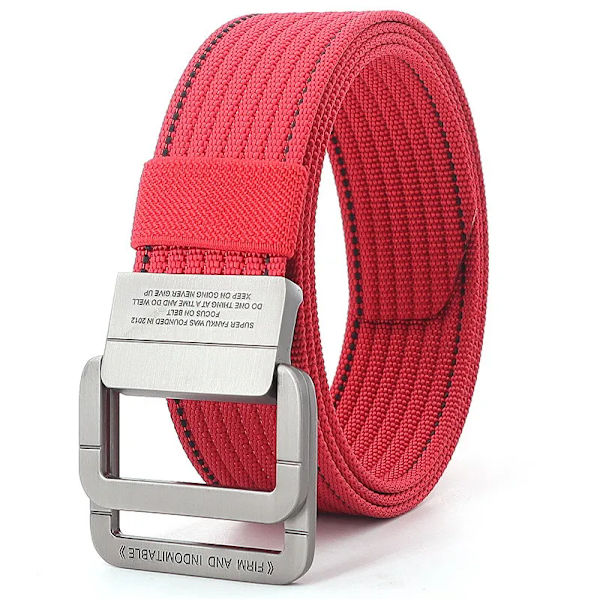 Snygga män Bälten Dubbla ringar Metall Skjutspänne Canvas Stickad Snabbtorkande Jeans Accessoarer Utomhus midjerem Unisex Cinto Color4 130cm