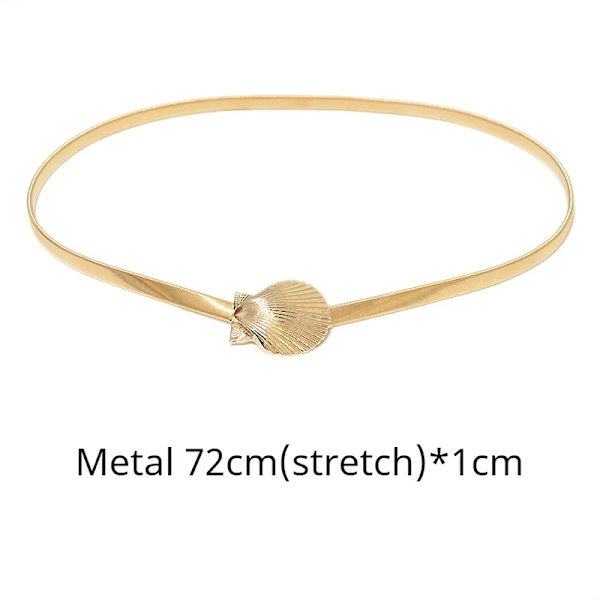Kvinnor Guld skalbälte Nytt metallspänne Elastiska bälten för kvinnor Stretch midjekedja Midjeband Kvinnlig klänning Mode Gold 2 72cm