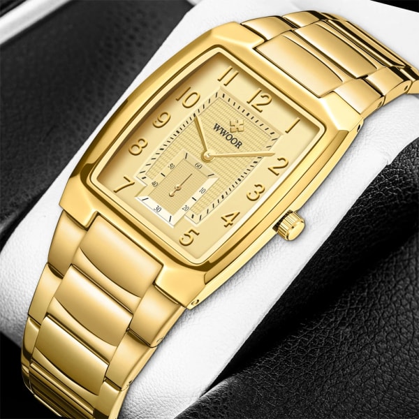 WWOOR 2023 New Gold Damklockor Creative Steel Damarmband Armbandsklockor Dam fyrkantiga Vattentäta Kvinnor Relogio Feminino Rose white box