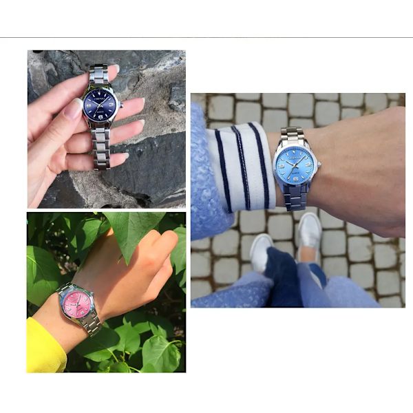 CHENXI Mode Rosa Urtavla Klockor För Kvinnor 2023 Högkvalitets Quartz Watch Elegant Klänning Dam Armbandsur i rostfritt stål xfcs White