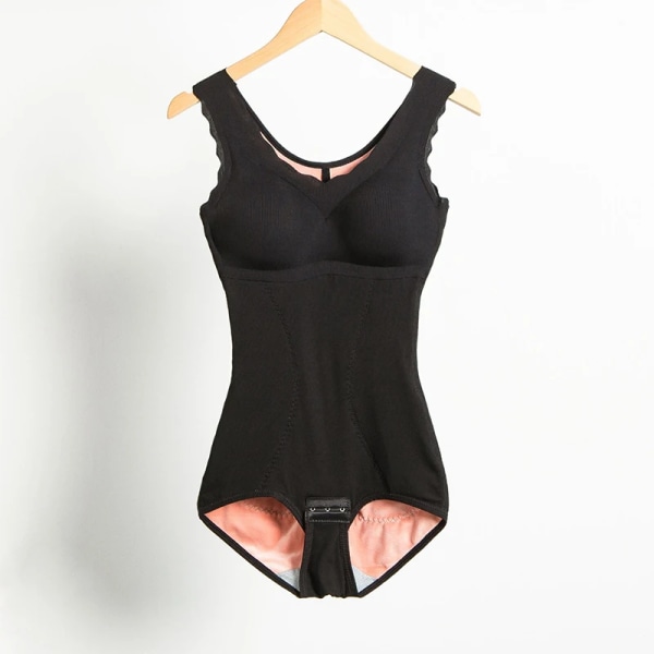 Gobetter slimmande underkläder för kvinnor Vinter sammet thermal bodysuit Sexig Body Shaper Postpartum Buken Shapewear black XXL
