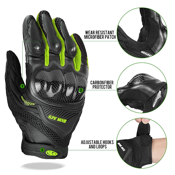 Iron Jia'S Mesh Motorcykelhandskar Andningsbara Kolfiberskydd Motocross Pekskärm Slitstarka Motorcykelhandskar Red L