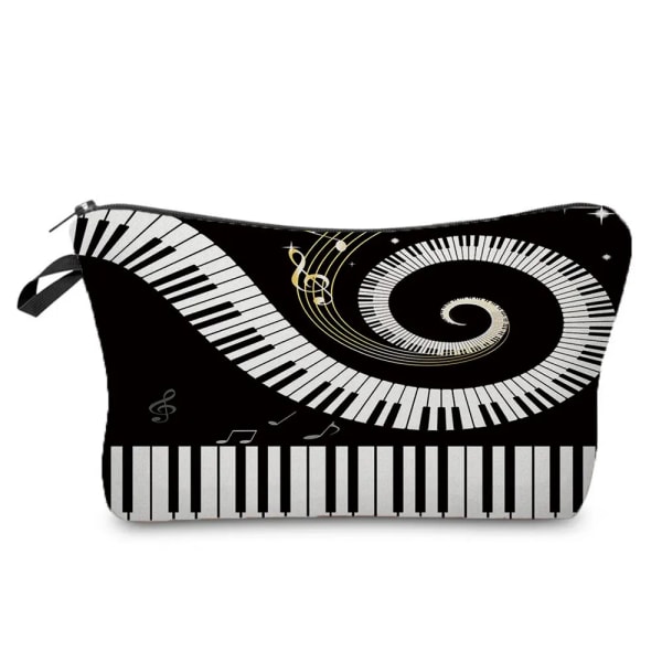 Högkvalitativ organizer Bärbart case Piano Gitarrmålning Dam Sminkväska Värmeöverföring Musiknoter Print Kosmetiska väskor hz3715 Music Bag