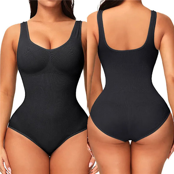 Body Shapewear Kvinnor Ärmlös Waist Trainer Magkontroll Korsett i ett stycke Reduktivt slimmande underkläder Black M