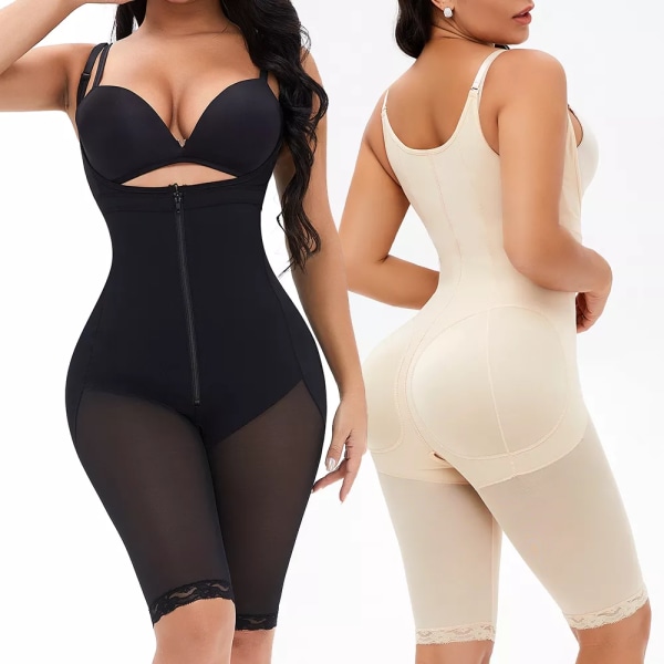 Queenral Waist Trainer Kvinnor Pärmar och Shapers Sexig Butt-lifter Magkontroll Kroppsformkläder Bantningsslida Platt magkorsett Beige XXL