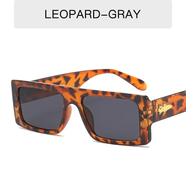 OLOPKY Fyrkantiga solglasögon Män Lyxigt märke Designersolglasögon Kvinnor Små solglasögon av hög kvalitet Oculos De Sol Masculino LeopardGray Free Cloth