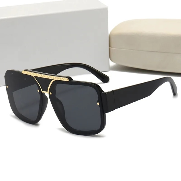 Nytt mode överdimensionerade solglasögon Lyxmärke Kvinnor Män Moderna fyrkantiga glasögon Unisex Black Man Solskydd UV400 LEOPARD NO CASE