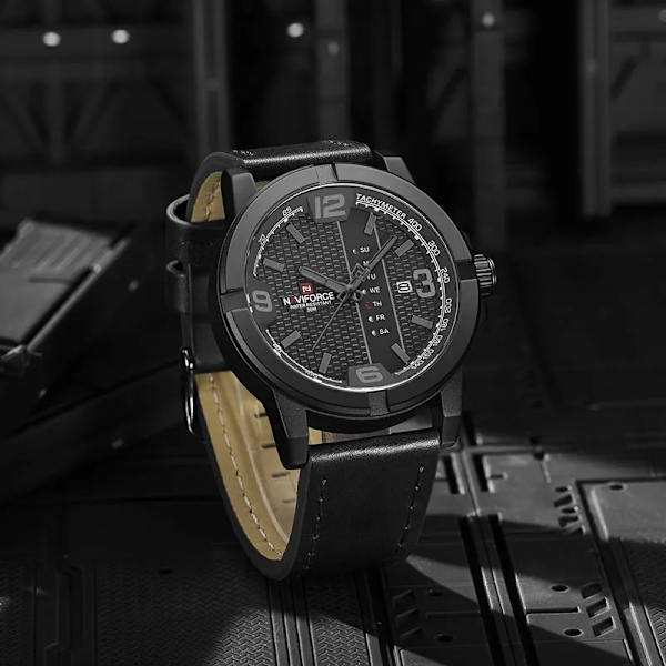 NAVIFORCE Herr Casual Läder 30m Vattentäta klockor Militärsport Man Armbandsur Quartz Kalender Man Klocka Relogio Masculino BGYB-BOX