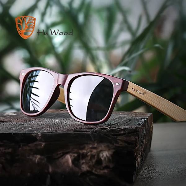HU WOOD Solglasögon Män Träsolglasögon För unisex Dam Solglasögon Polariserade Glasögon HD Lins Spegelskydd GR8004 Red HU WOOD Polarized