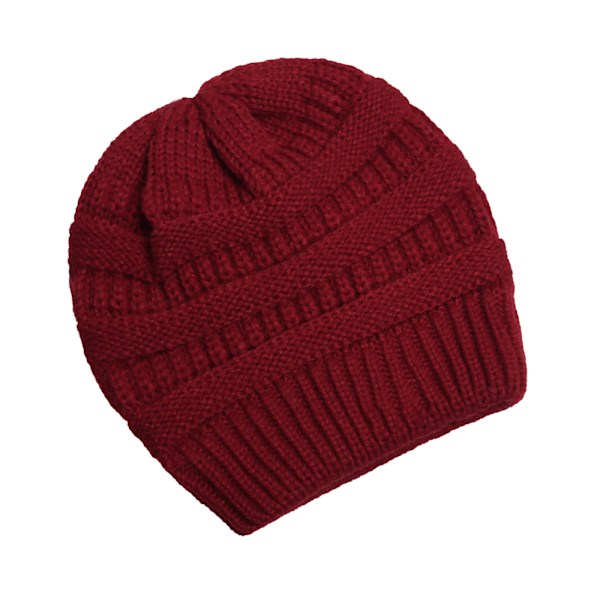 25 Färgade Enfärgade Beanies Kvinnor Stickade Beanie Hatt Mode Höst Vinter Varma Hattar SkulliesCap För Kvinnor Burgundy