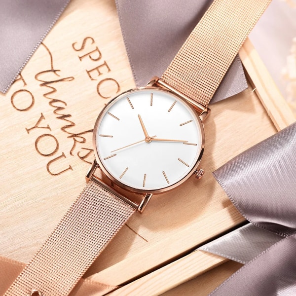 Mode Damklockor Lyx Rose Gold Watch Dam Quartz Armbandsur Armband Watch Reloj Mujer Relogio Feminino set damsk black