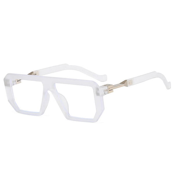 SO&EI Retro Polygon Fyrkantiga Solglasögon Kvinnor Mode Jelly Färg Glasögon Skärmar UV400 Märkesdesigner Män Trendiga Solglasögon Transparent clear As the picture