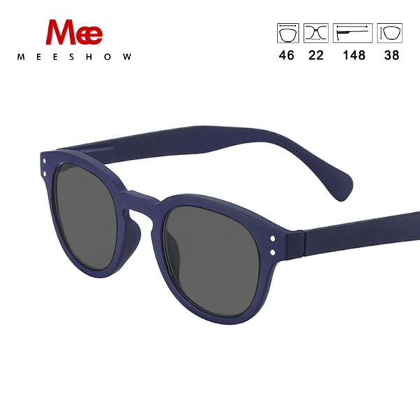 Meeshow Design 2023 Män Kvinnor Retro Mode Solglasögon kristall Design Rund Båge 100 % UV-skydd Nylon Lins Solglasögon Blue Sunglasses
