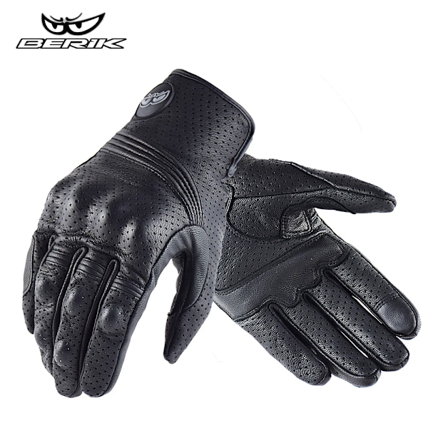 Berik Motorcykelhandskar i Läder Herr Touch Screen Motocrosshandskar Andningsbara Racing Körhandskar Motorcykelhandskar För Honda Kawasaki SU14 Black M