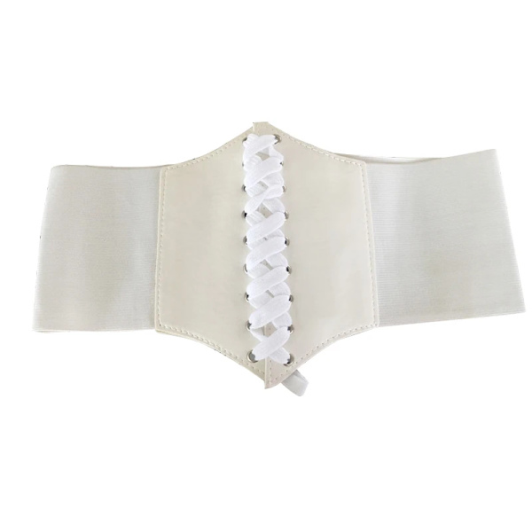 2020 Korsett Wide Pu Läder Slimming Body Bälten för kvinnor Elastiska hög midja bälten cinto sobretudo feminin ceinture femme fajas White 68-80cm