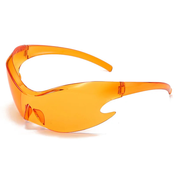 Lyxmärke Sport Punk Y2K Solglasögon Kvinnor Män Unika Goggle One Piece Solglasögon för män Silver Hip Hop nyanser UV400 C2 Orange