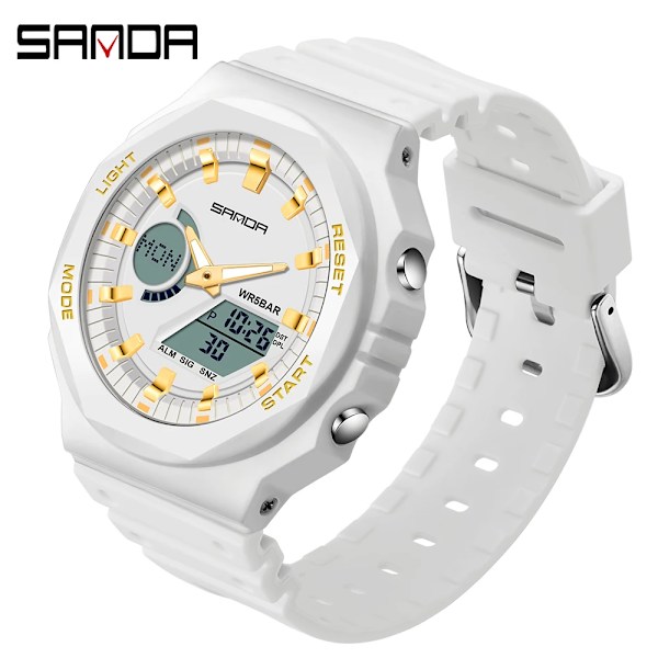 SANDA Utomhussportklockor Män Ms LED Digitala klockor Militär Vattentät Date Elektronisk Watch Pojke Tjej Relogio Masculino Platinum