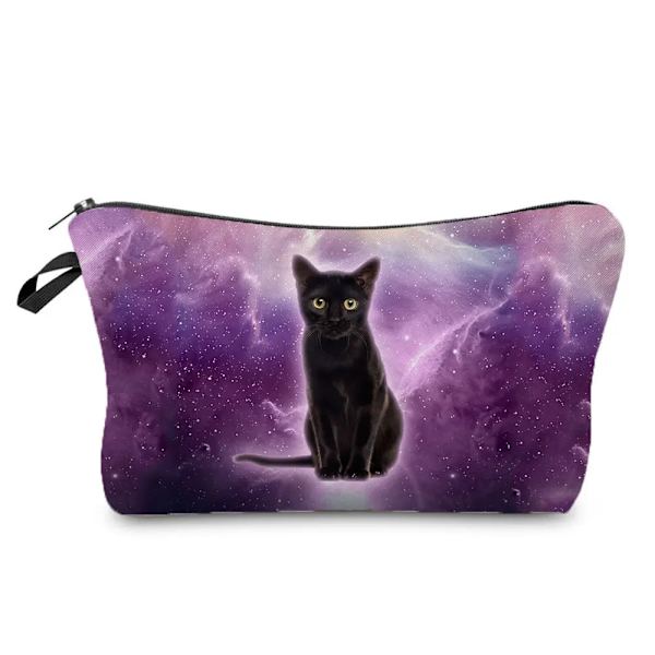 Svart katt utskrift kvinnor kosmetiska väskor Djur Söt Casual Bärbar förvaring Sminkväska Toalettväskor hz1243 Cat Bag