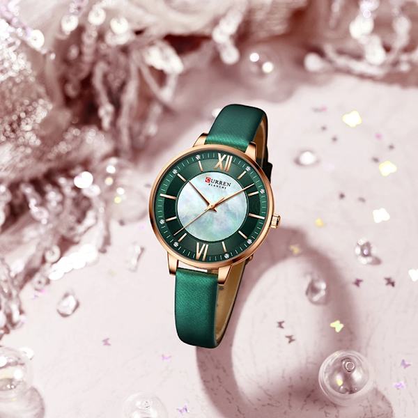 CURREN Watch for Women Lyx Casual Clock Läder Quartz Brandes Damarmbandsur Mode blue box