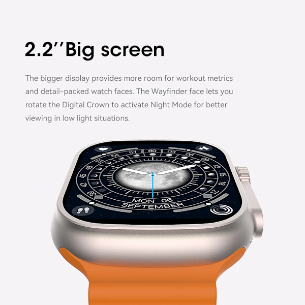 BYSL W68 Ultra Pro Max Smartwatch Herr Sport GPS Bluetooth Call IP68 Waterprrof NFC Series 8 Smart Watch med trådlös laddning Orange