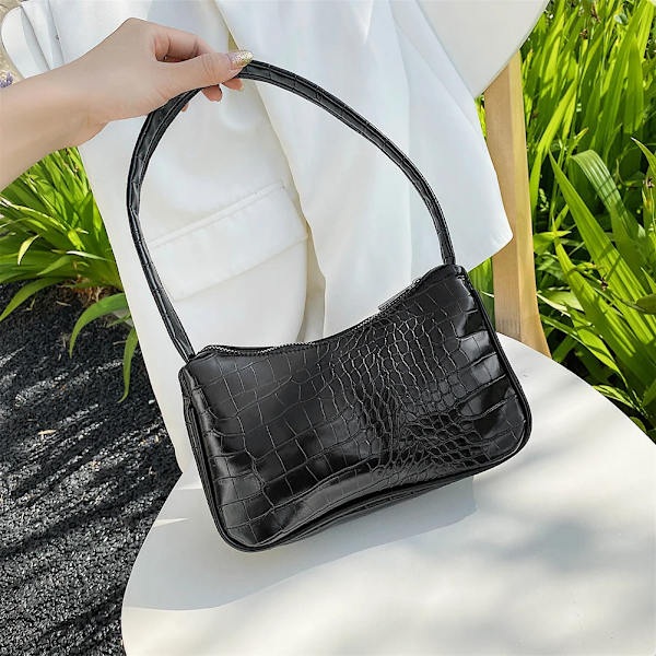 Dam Nylon Enfärgad Axelväska Dragkedja Liten Crescent Messenger Handväskor Lyx Designer Handväska Retro Dam Axelväskor Black(.171)