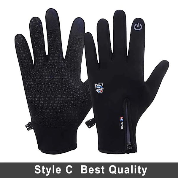 Pekskärm Vinter Thermal Varm Cykling Cykelhandskar Cykel Skidor Utomhuscamping Vandring Motorcykelhandskar Sport Helfinger C Black M