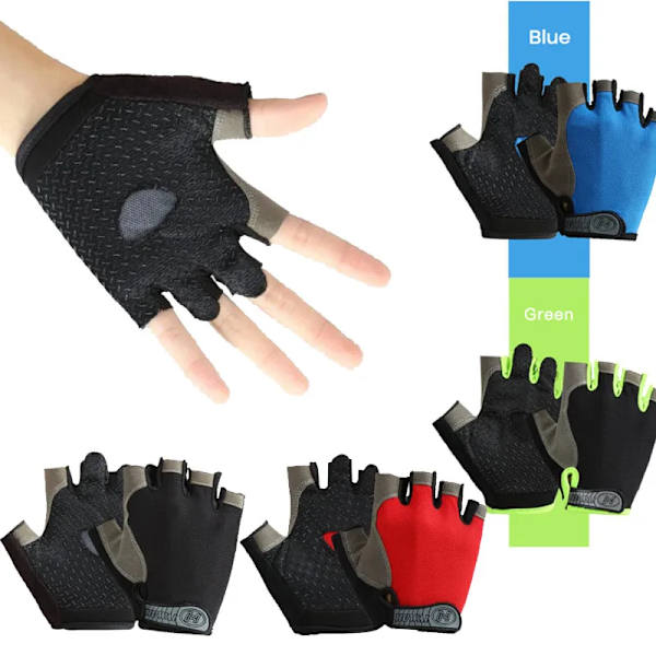 Professionella Män Kvinnor Halvfinger Fitness Andas Anti-halk Tyngdlyftning Hantel Horisontell Bar Träningshandskar Red M