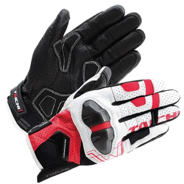 Taichi Rst426 Motorcykel Kolfiberläder Perforerade Handskar Off-Road Motorcykel Racing Mesh Andningsbara Skyddshandskar White Red M
