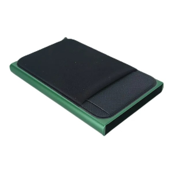 Smal aluminiumplånbok med elasticitet på baksidan ID Kreditkortshållare Mini RFID-plånbok Automatisk pop up case green