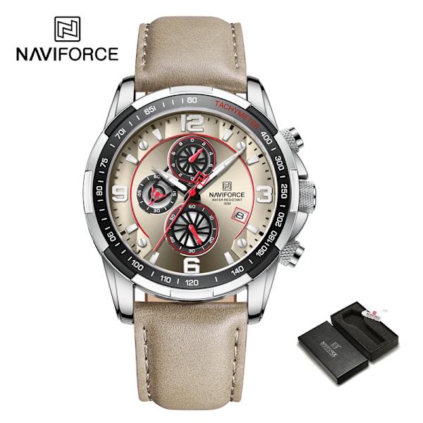 NAVIFORCE Luminous Hands Herrklockor Toppmärke Watch Vattentät Watch Herr Lyx Chronograph Quartz Herrklocka SGYGY-BOX